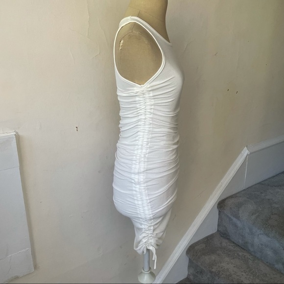 Reigning Queen White Soft Ribbed High Neck Ruched Hillary Dress NWT Size Small - Picture 6 of 9